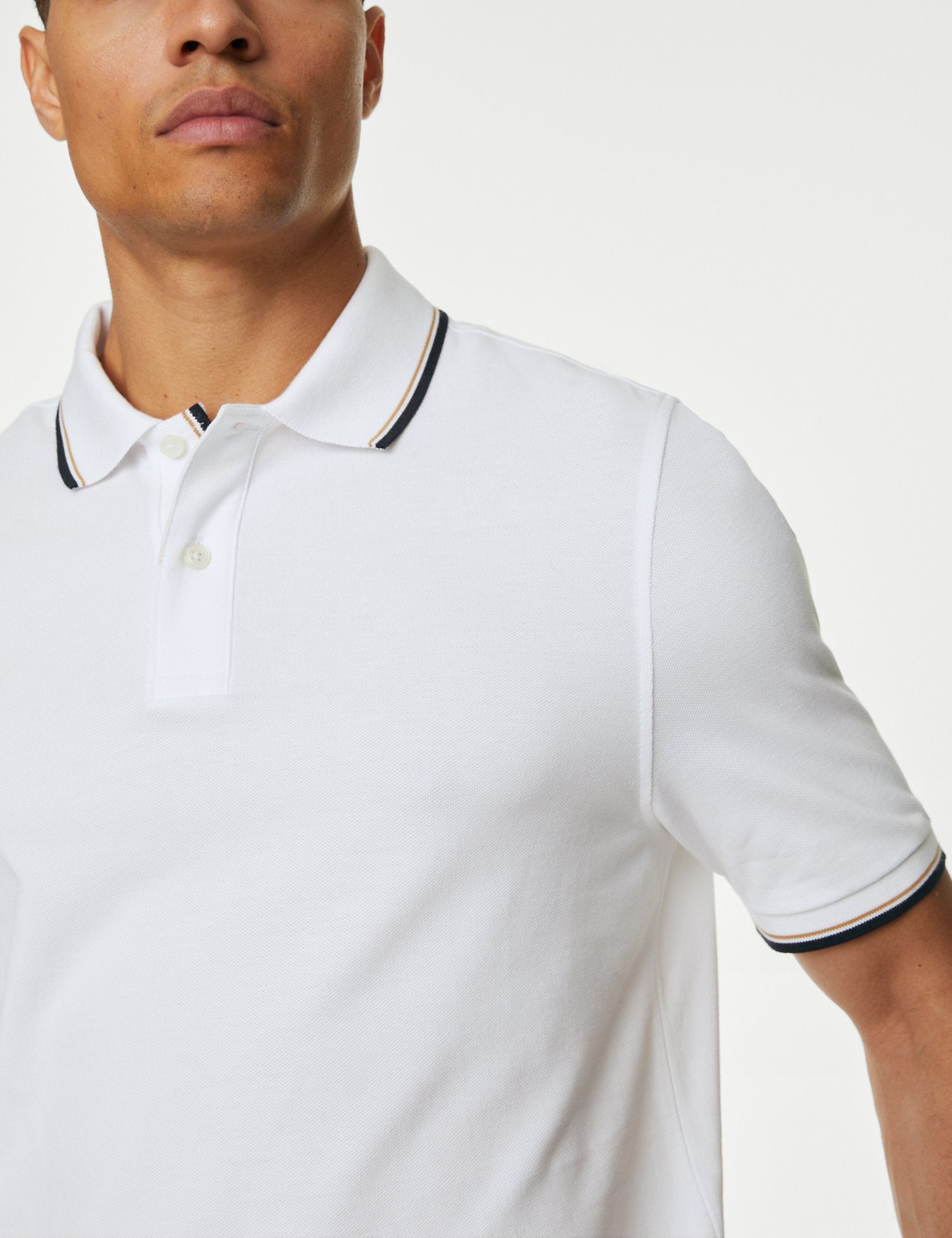 2pk Pure Cotton Tipped Polo Shirts