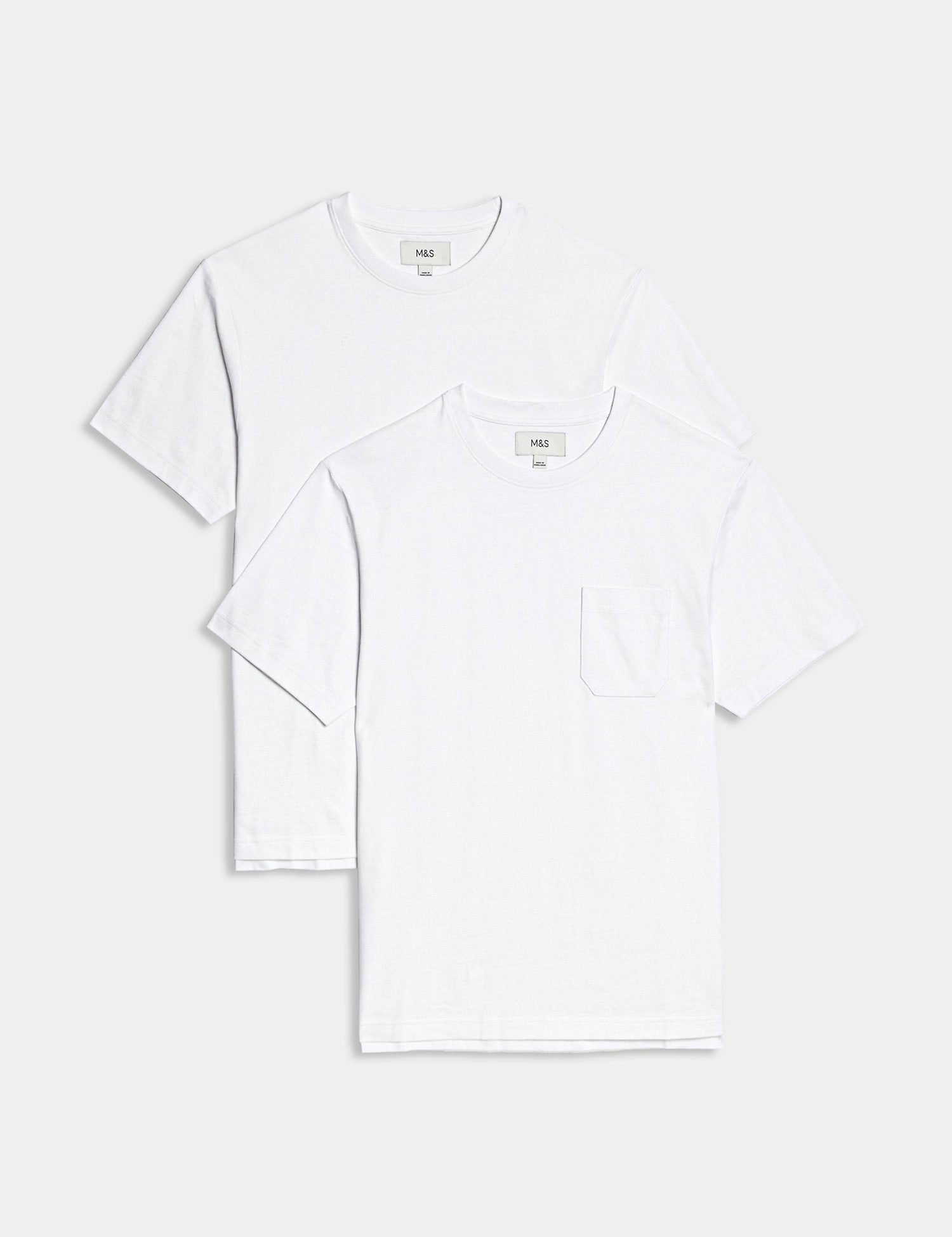 2pk Pure Cotton Crew Neck T-Shirts