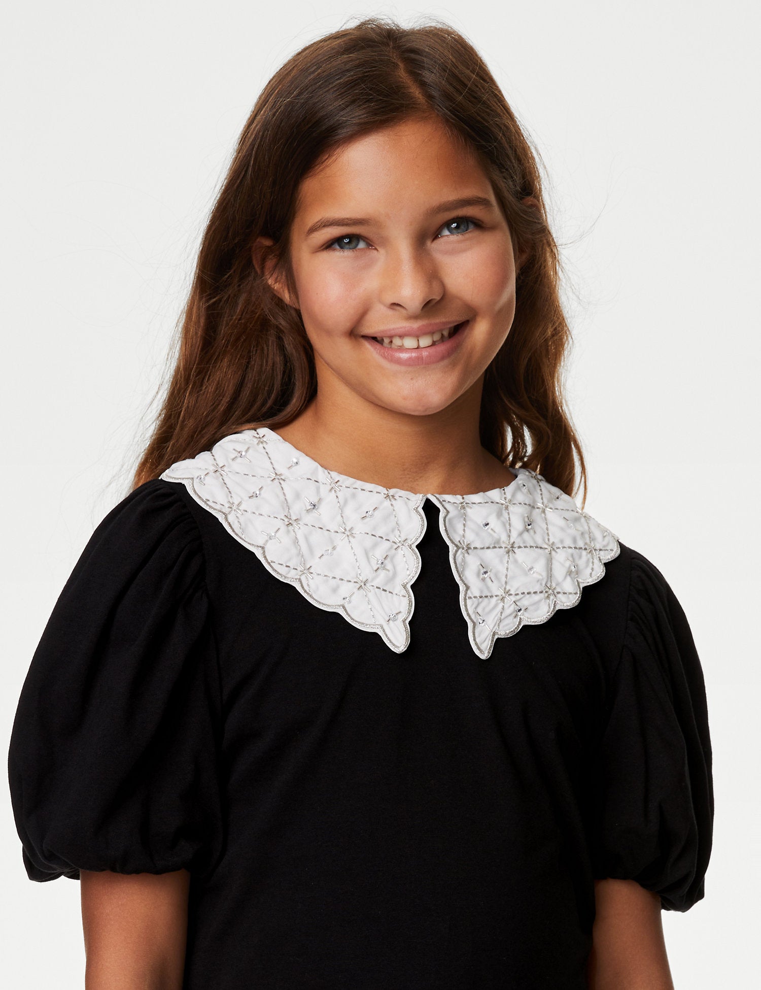 Pure Cotton Embellished Collar Top