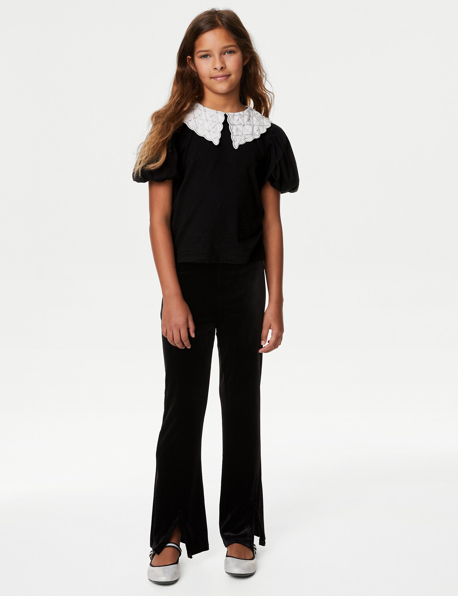 Pure Cotton Embellished Collar Top