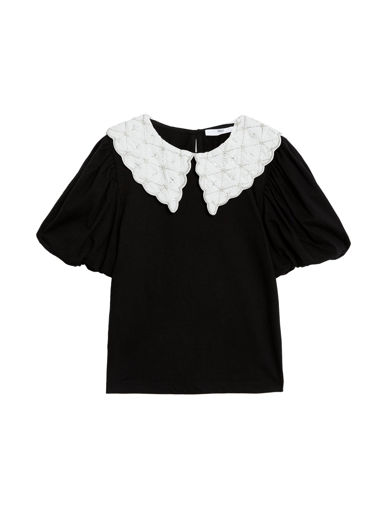 Pure Cotton Embellished Collar Top