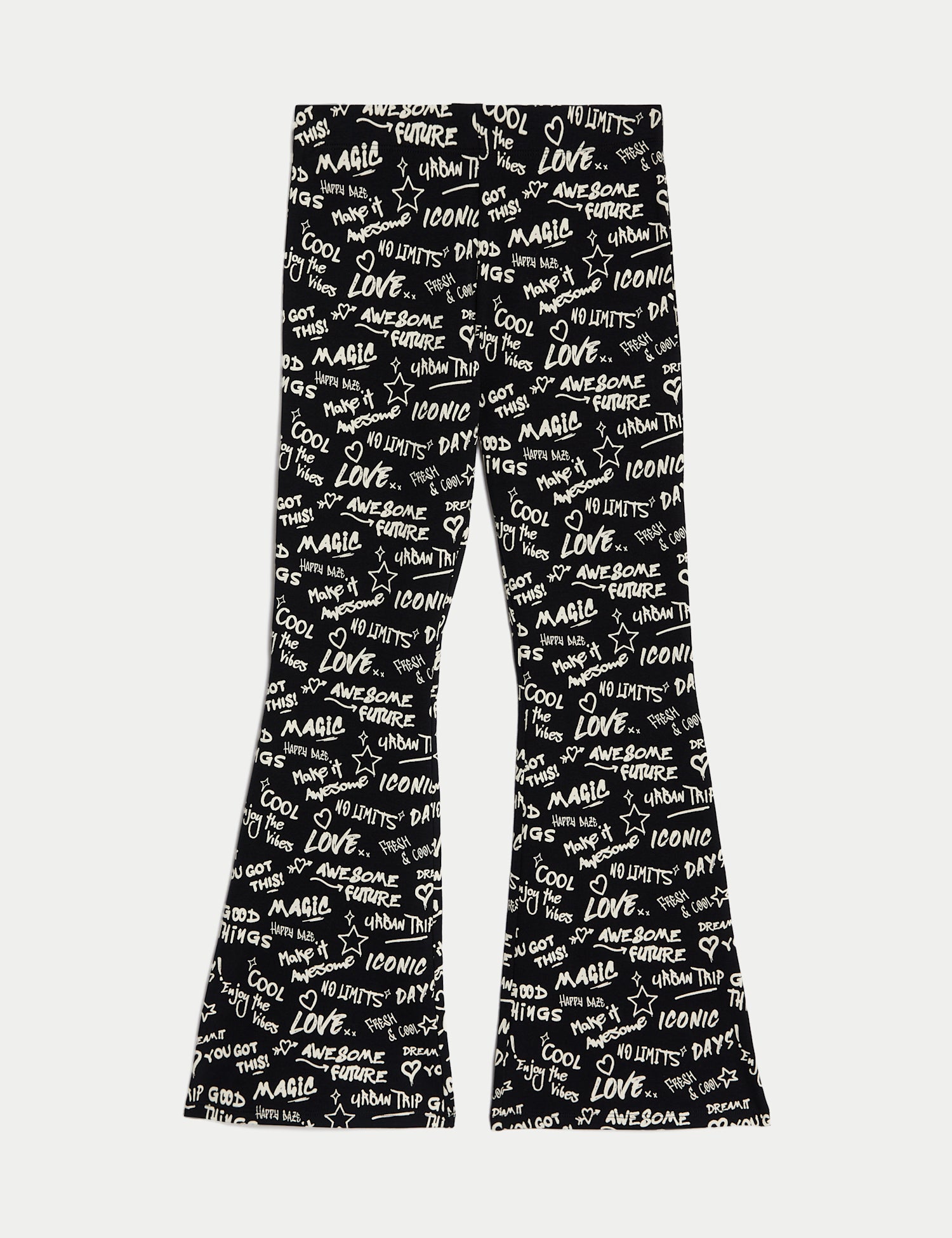 Cotton Rich Slogan Print Flared Leggings