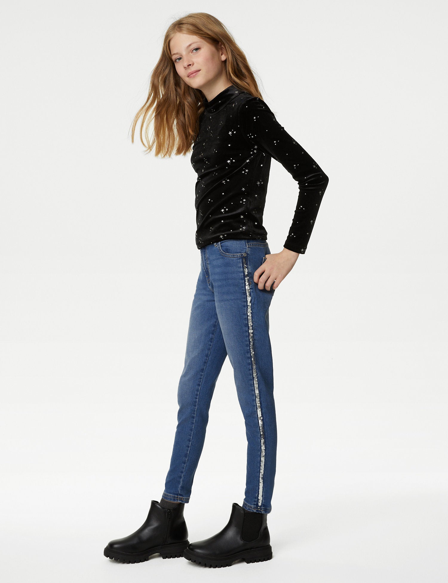 Skinny Cotton Rich Sequin Jeans