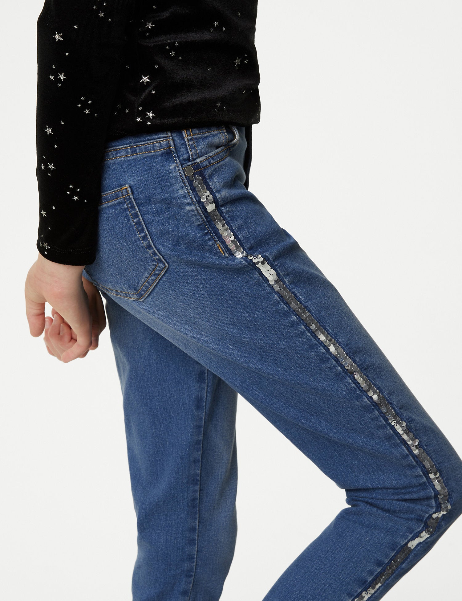 Skinny Cotton Rich Sequin Jeans