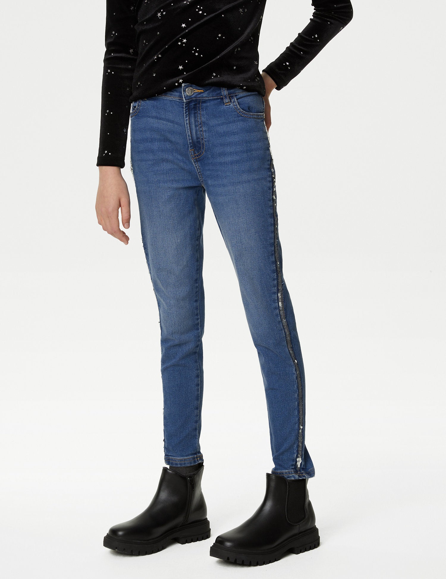 Skinny Cotton Rich Sequin Jeans