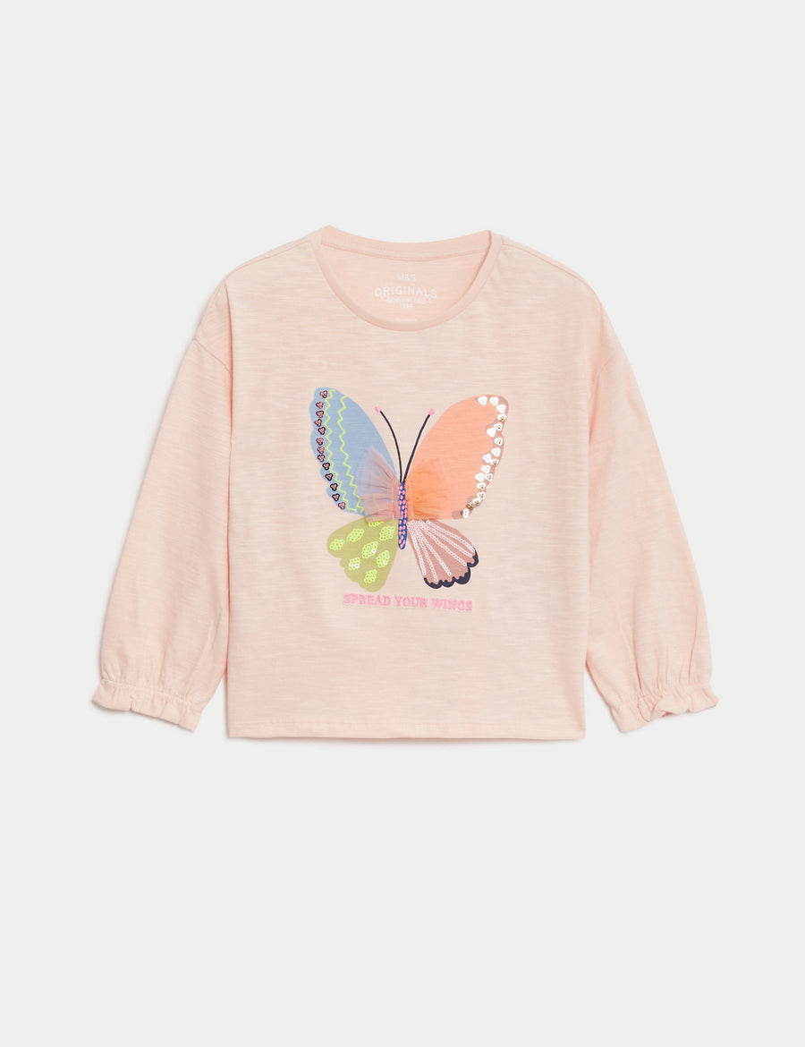 Pure Cotton Embroidered Butterfly Top