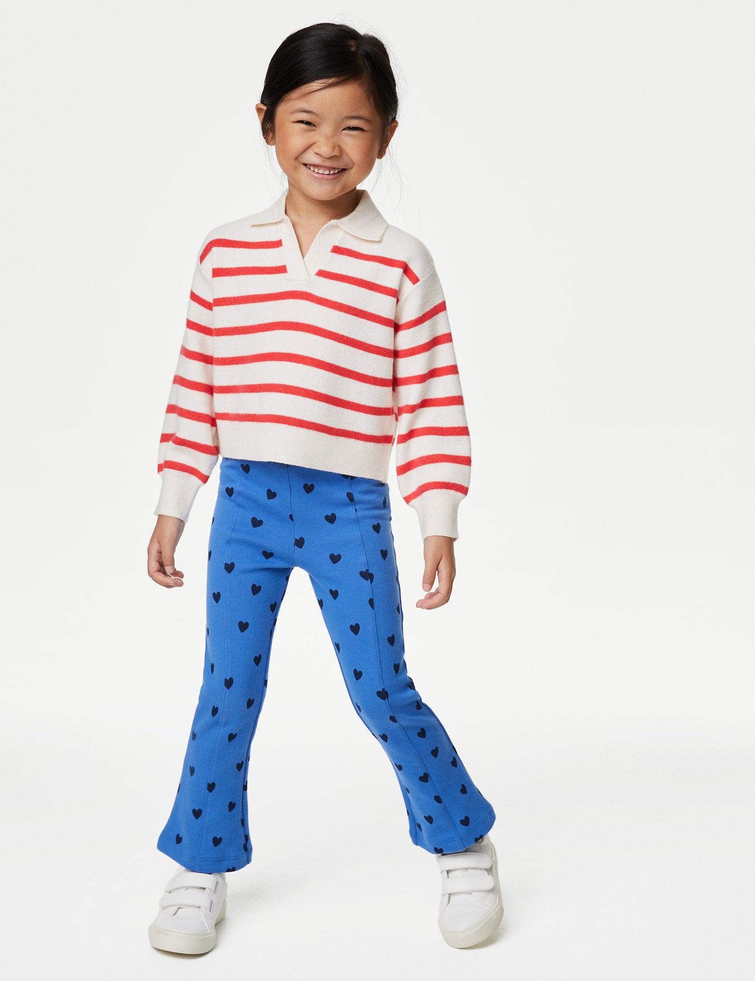 Cotton Rich Heart Print Flared Leggings