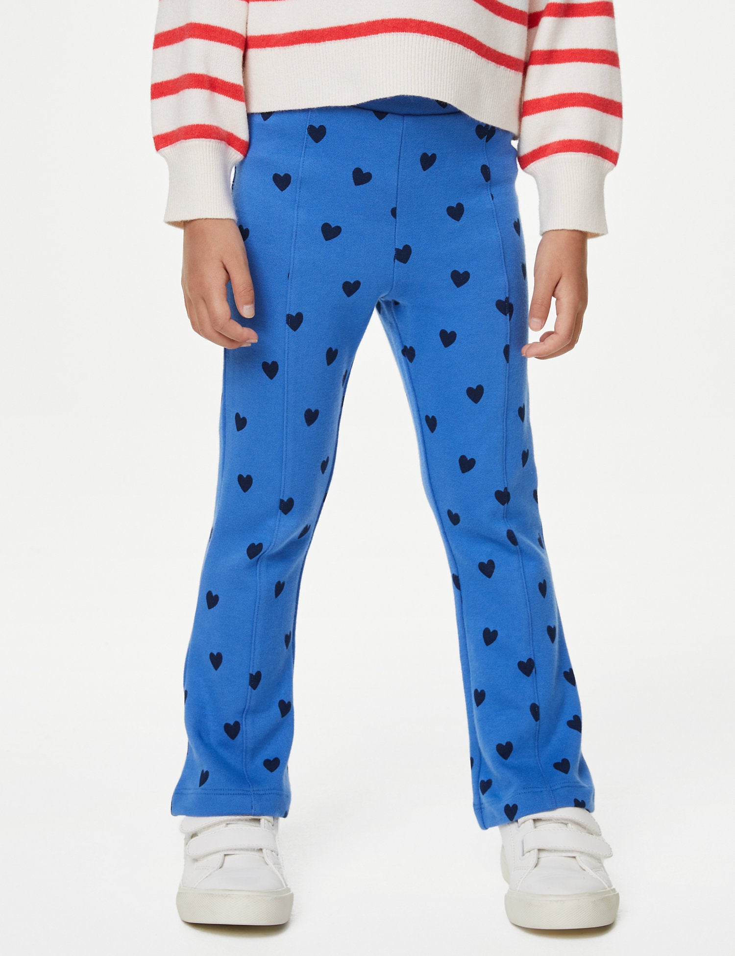 Cotton Rich Heart Print Flared Leggings