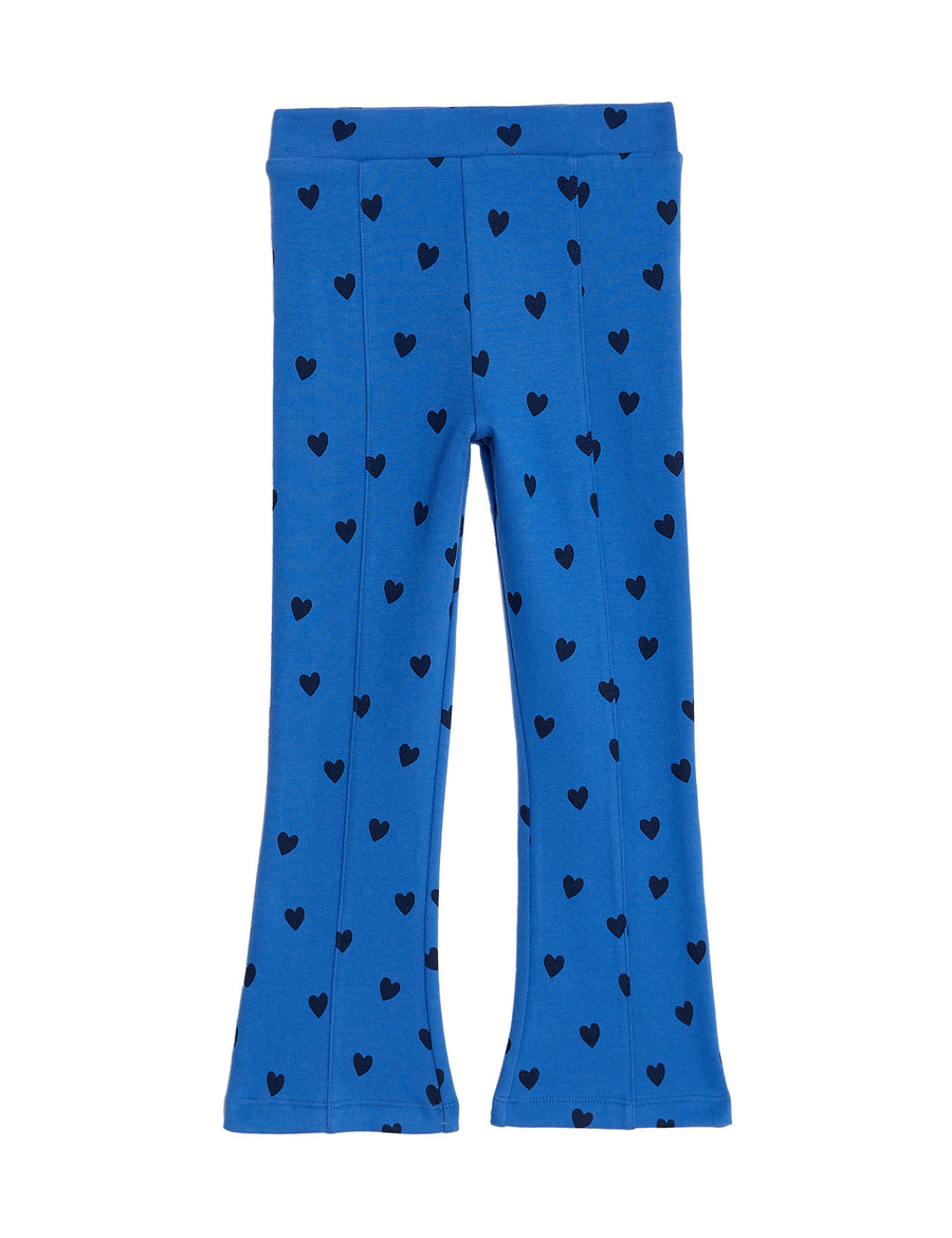 Cotton Rich Heart Print Flared Leggings