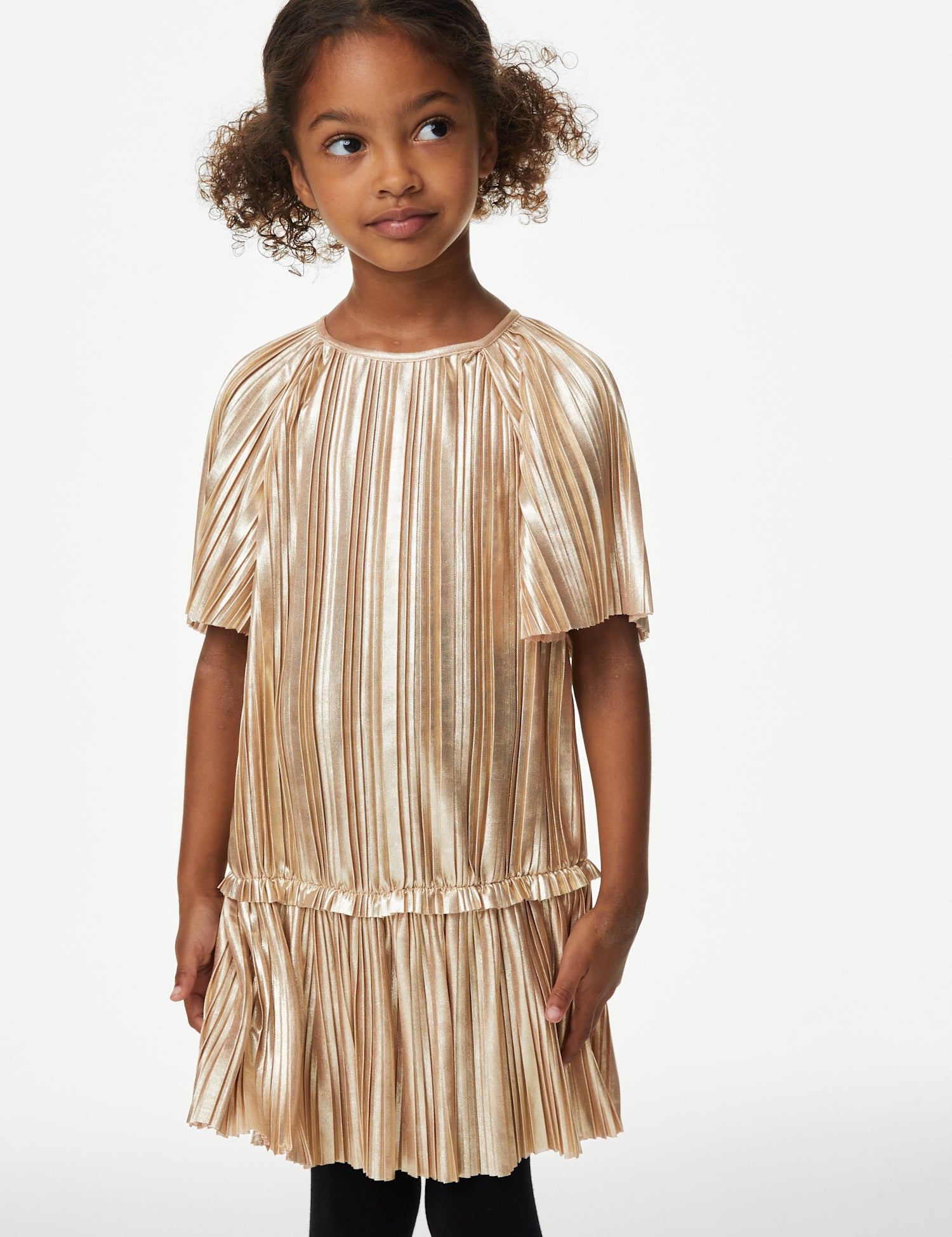 Plisse Metallic Dress