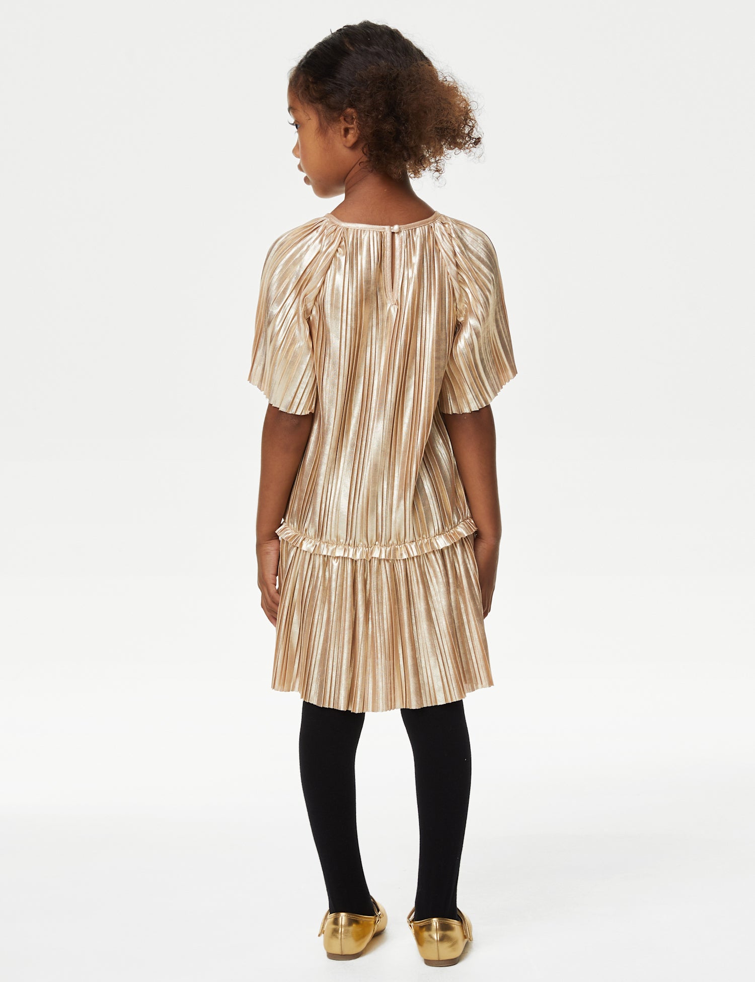 Plisse Metallic Dress