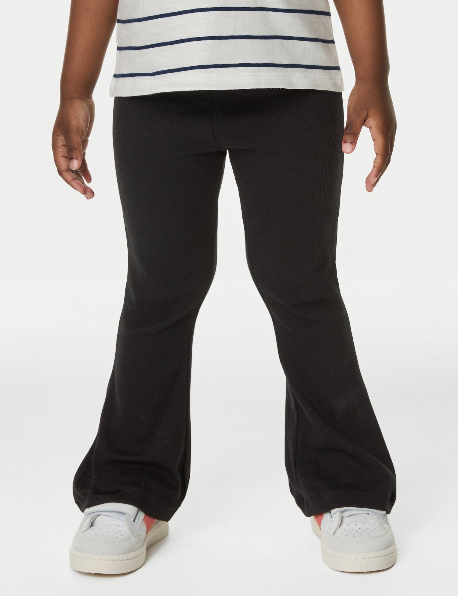 Cotton Rich Ribbed Flared Leggings