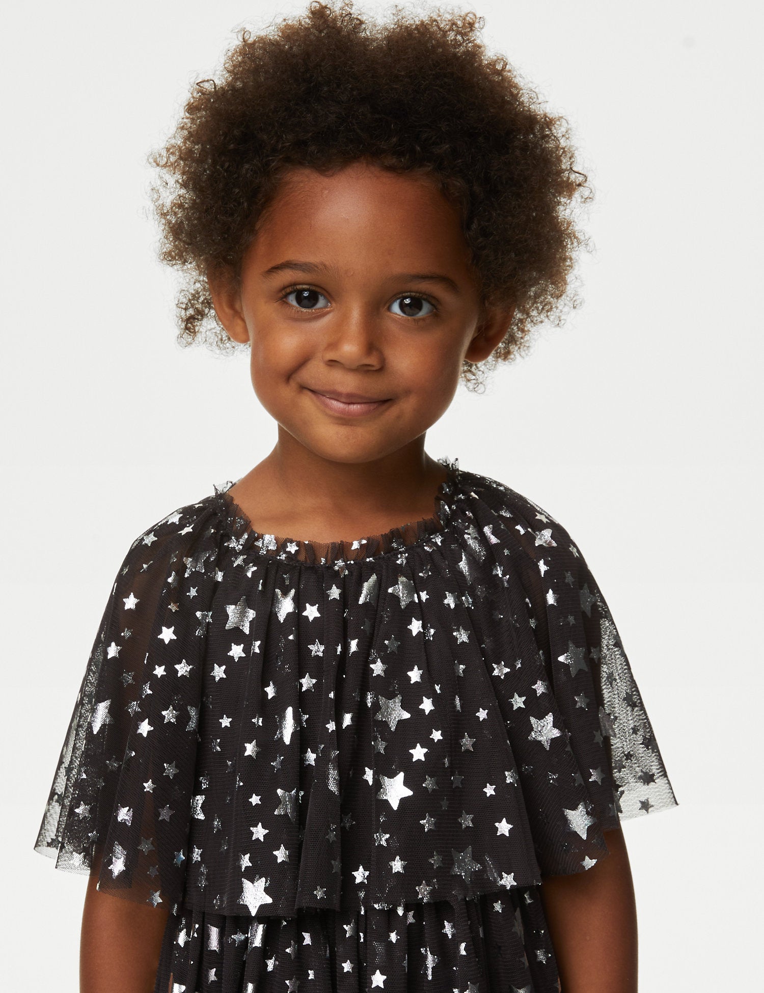 Tulle Star Print Tiered Party Dress