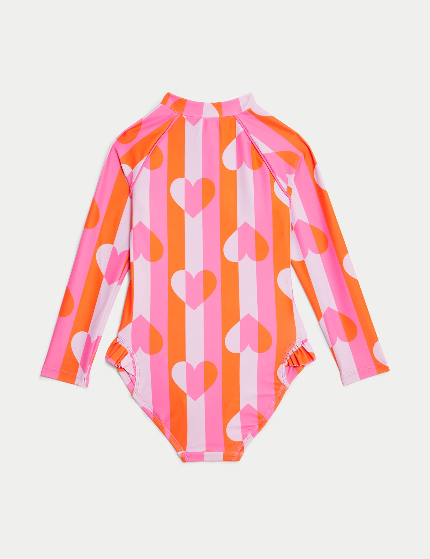 Printed Frill Long Sleeve Swimsuit