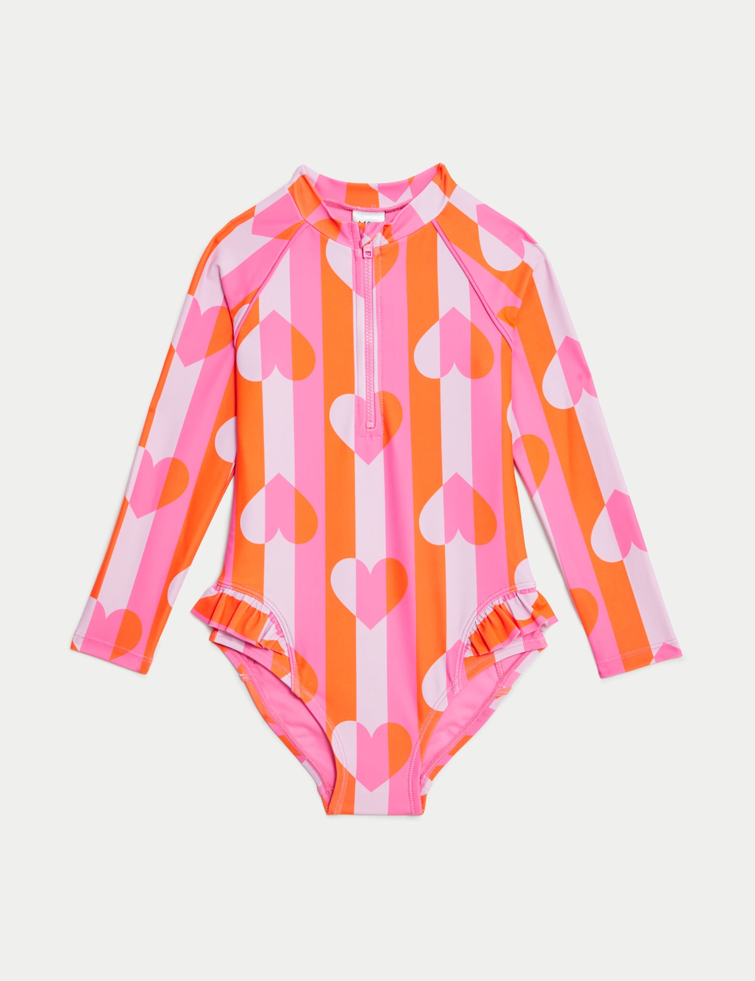 Printed Frill Long Sleeve Swimsuit