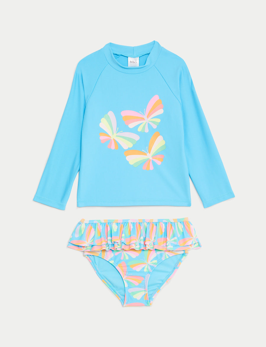 2pc Butterfly Rash Vest Swim Set