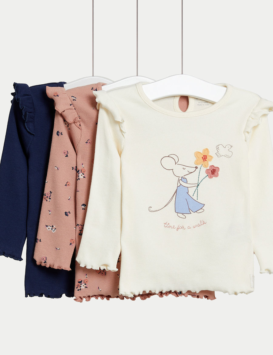 3pk Cotton Rich Patterned Tops
