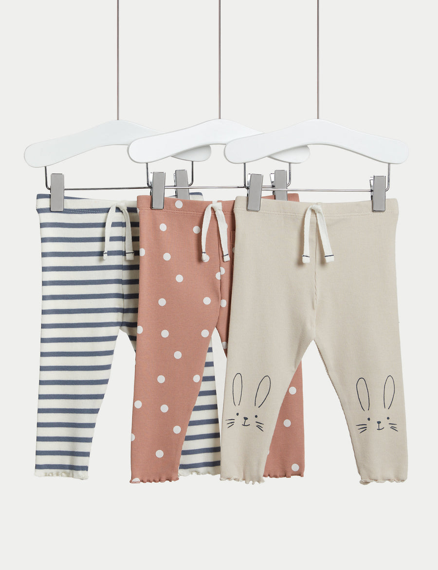 3pk Cotton Rich Assorted Leggings