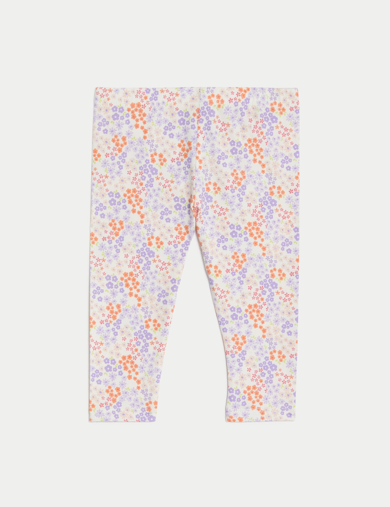 2pk Cotton Rich Plain & Floral Leggings