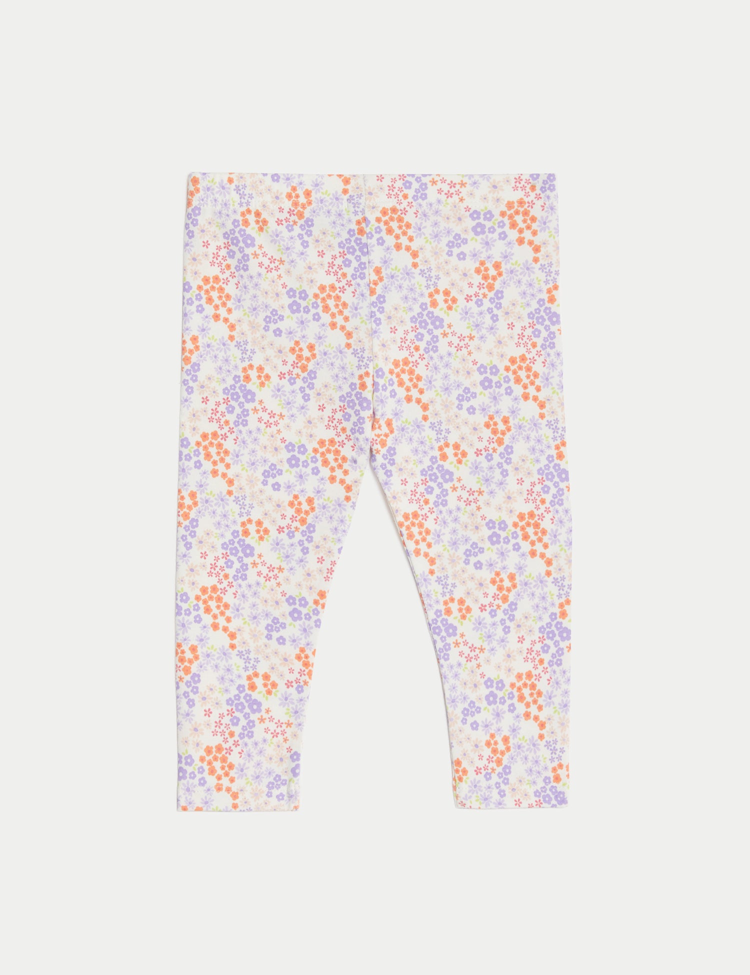2pk Cotton Rich Plain & Floral Leggings
