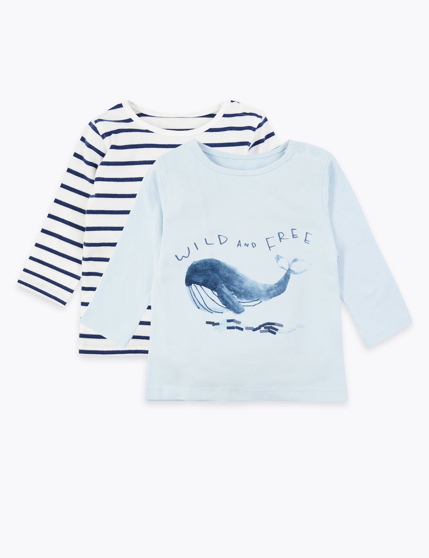 2 Pack Pure Cotton Whale Print Tops