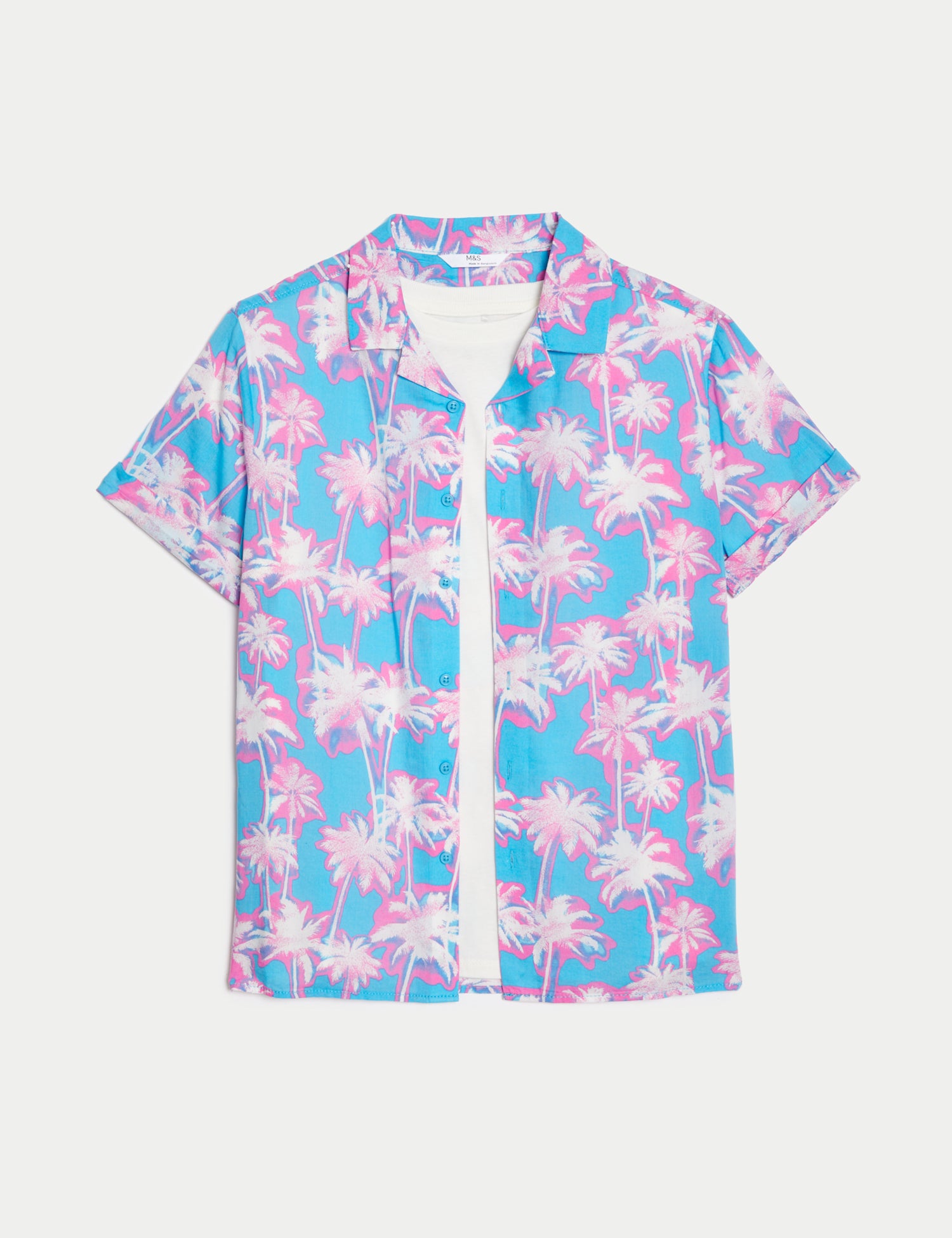 2pc Cotton Rich Printed Shirt & T-Shirt Set