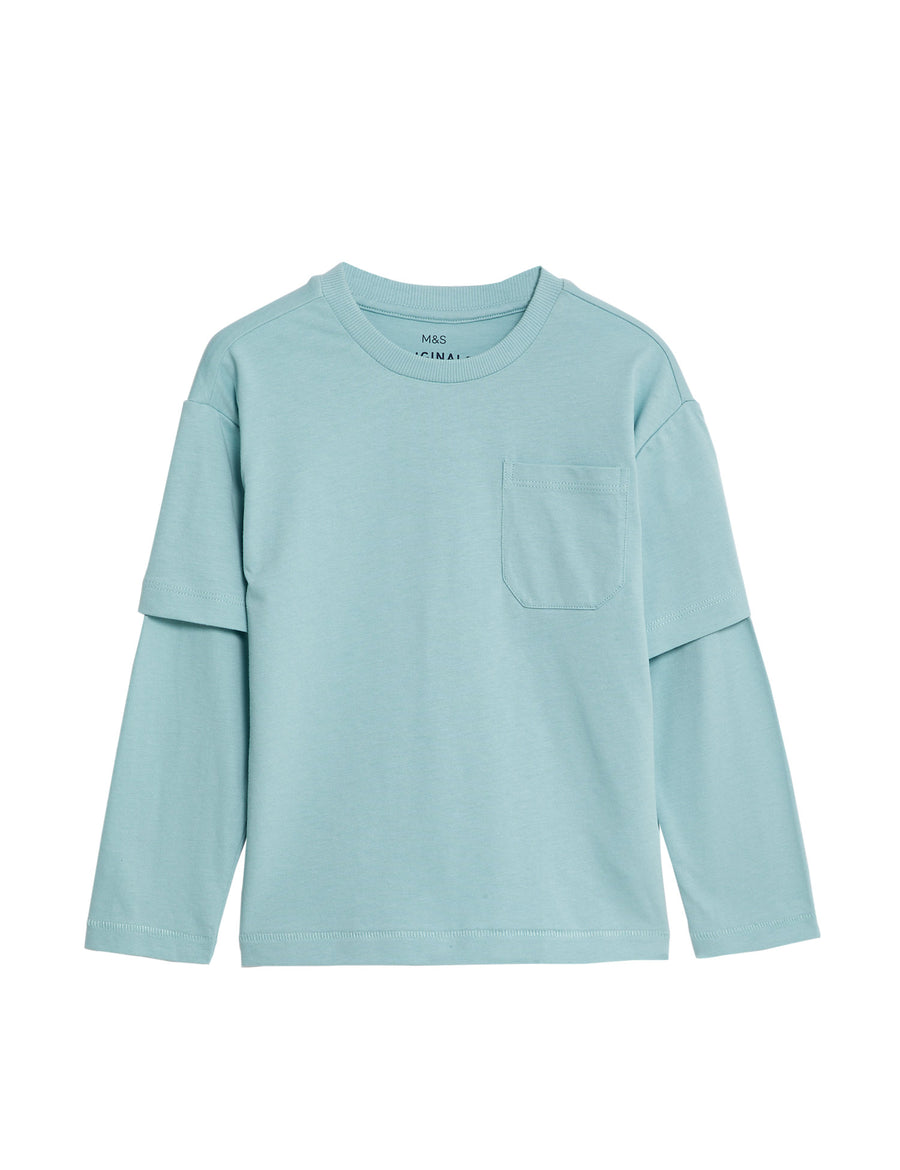 Pure Cotton Mock Sleeve Top