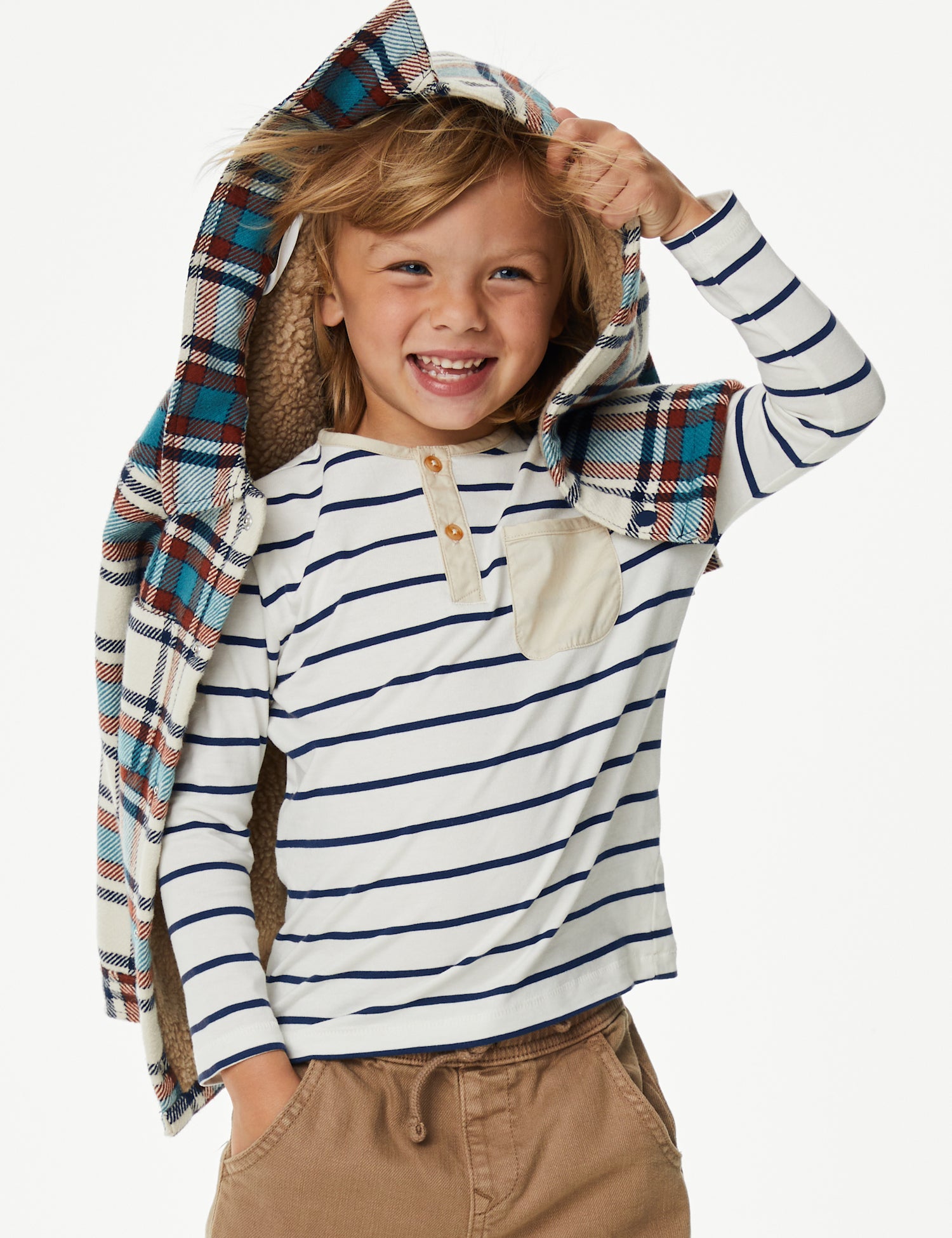Pure Cotton Breton Striped Henley Top