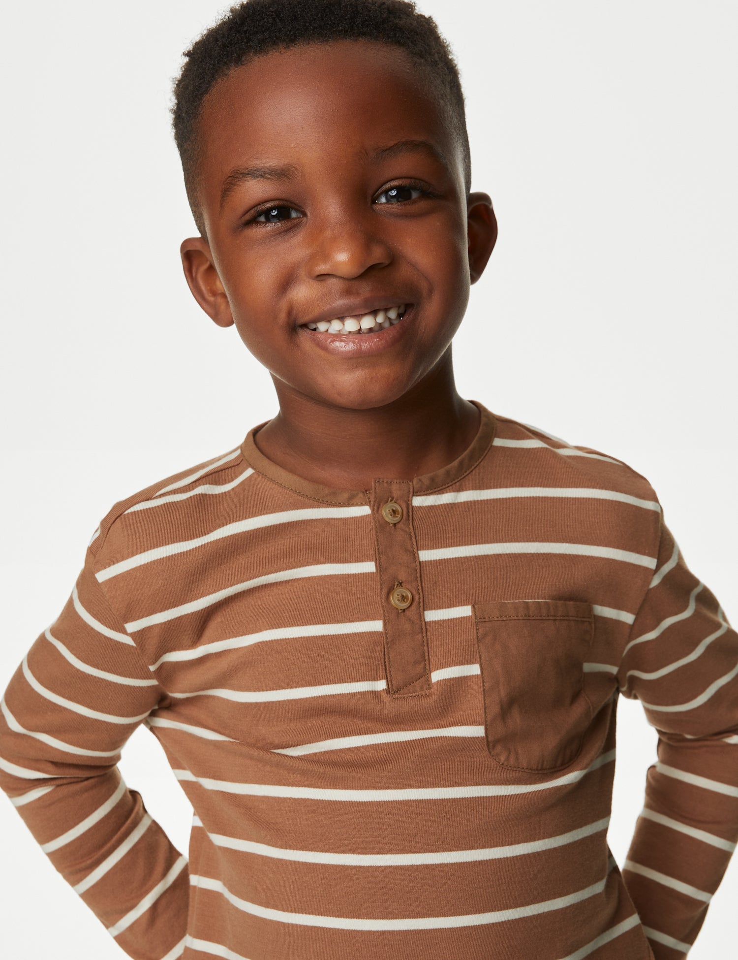 Pure Cotton Breton Striped Henley Top
