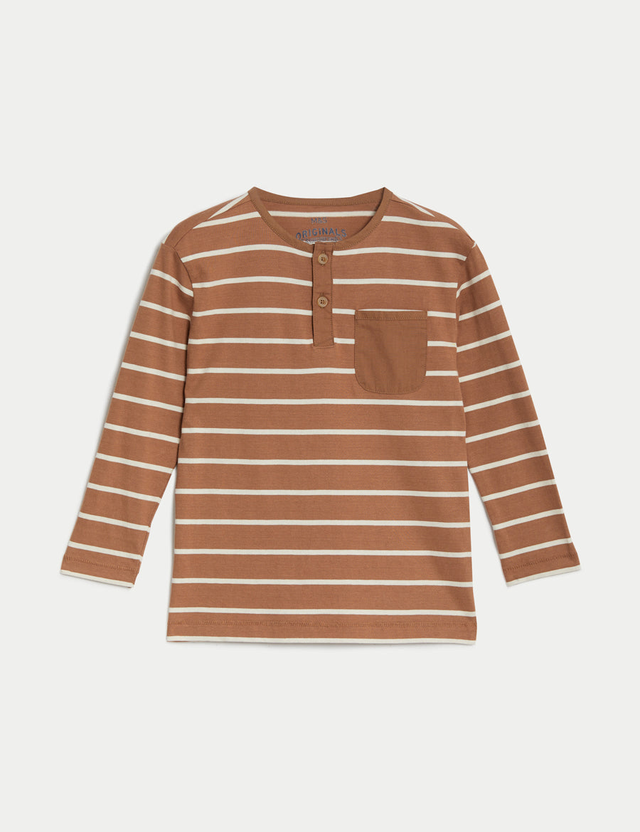 Pure Cotton Breton Striped Henley Top