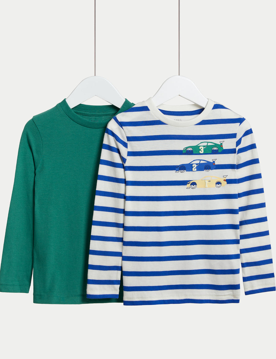 2pk Pure Cotton Striped & Plain Tops