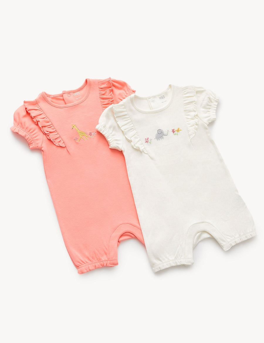 2pk Pure Cotton Animal Rompers