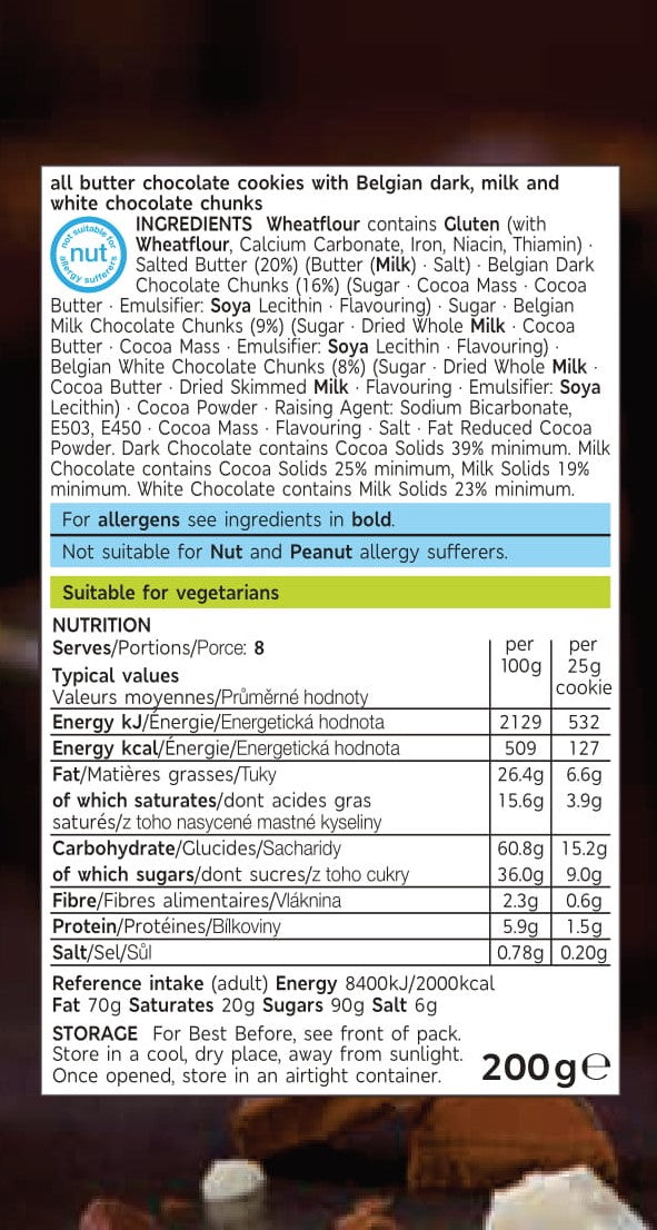 8 All Butter Triple Belgian Chocolate Chunk Cookies