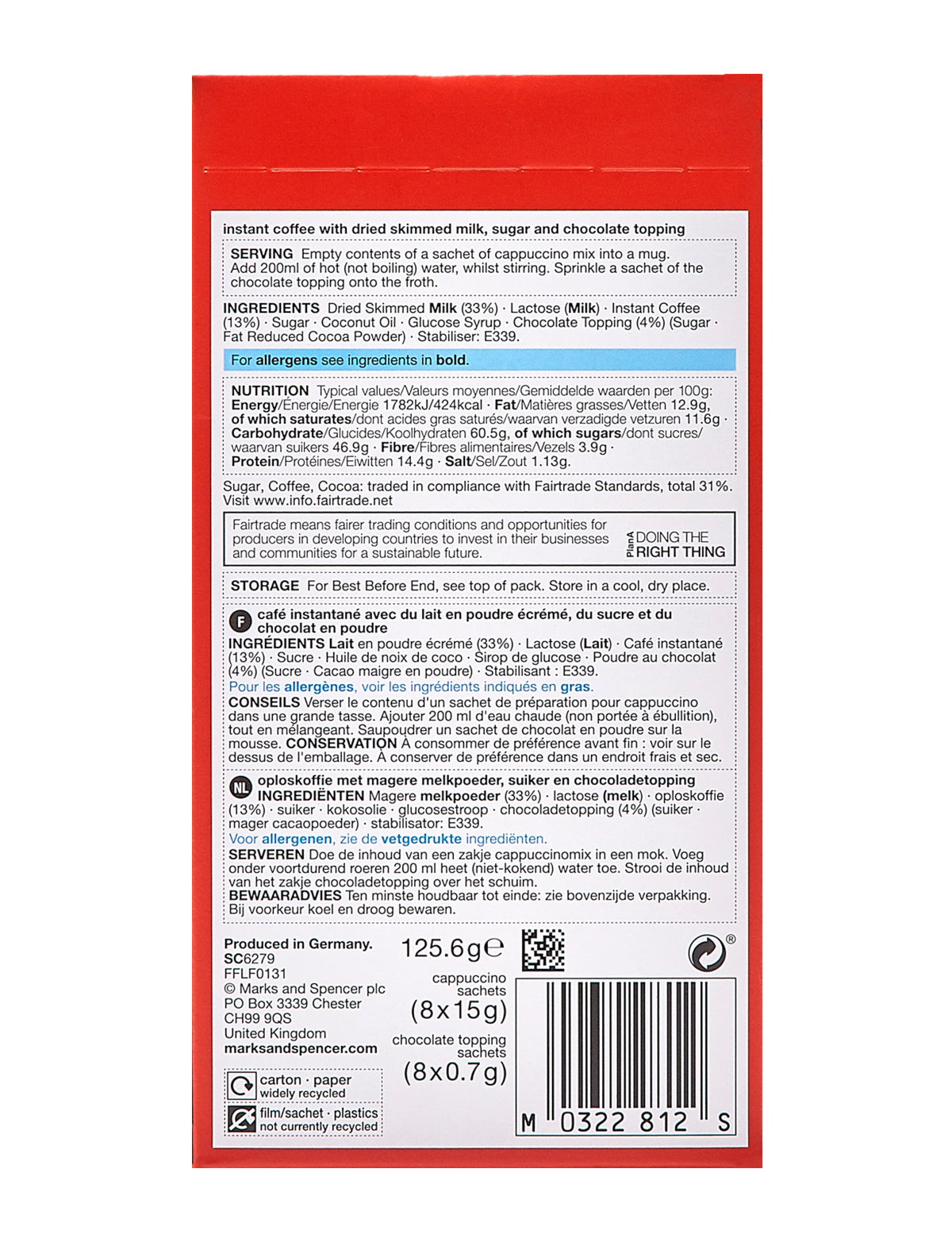 8 Instant Cappuccino Sachets