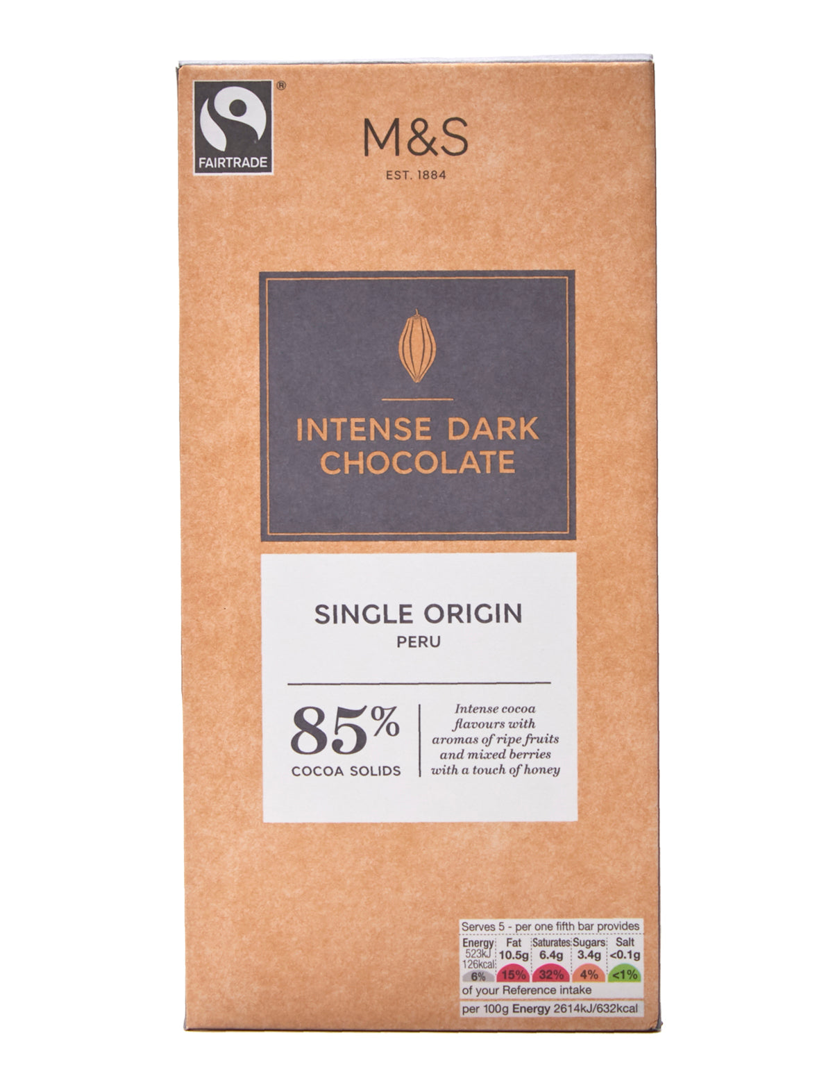 Intense Dark Chocolate 85% Single Origin Peru