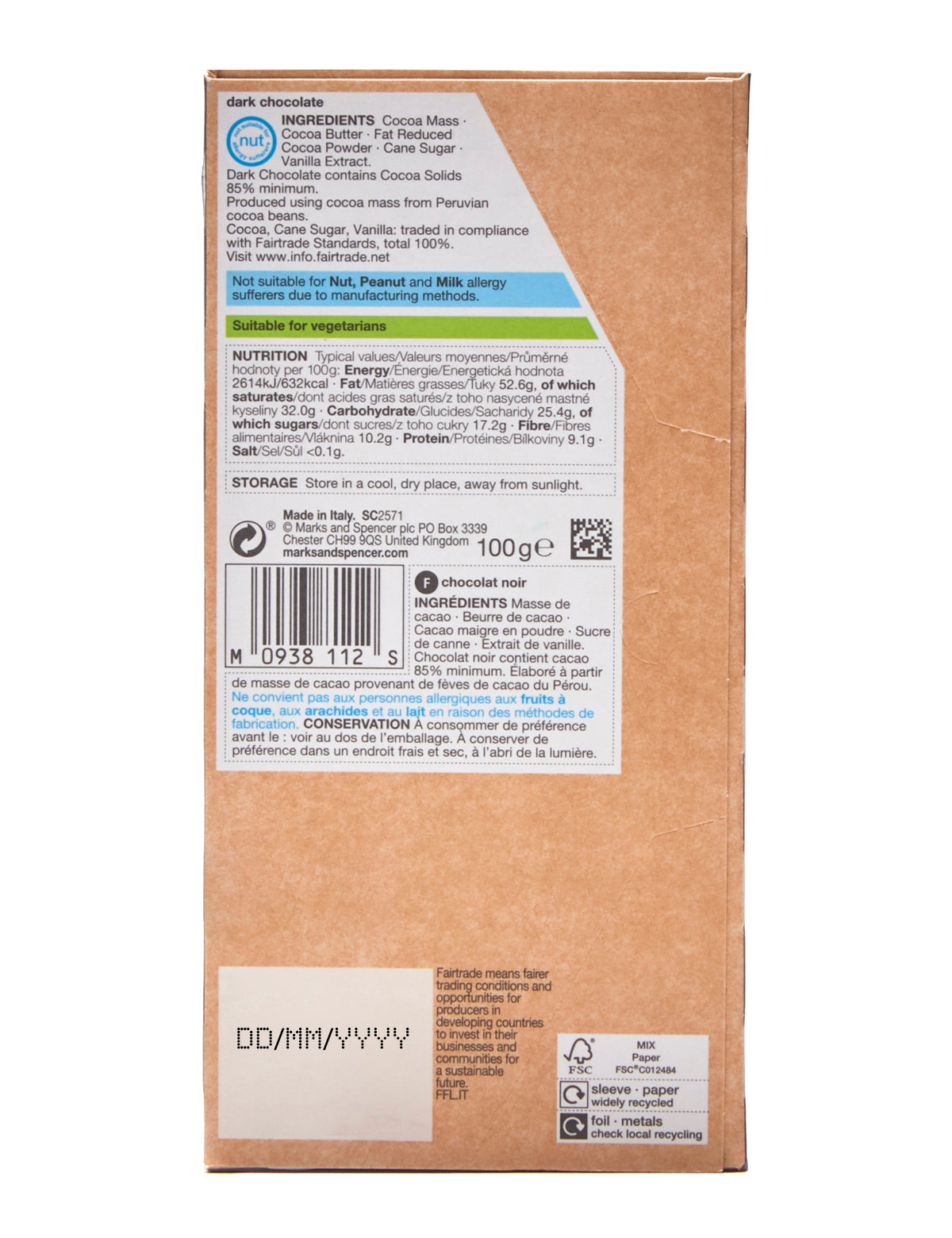 Intense Dark Chocolate 85% Single Origin Peru