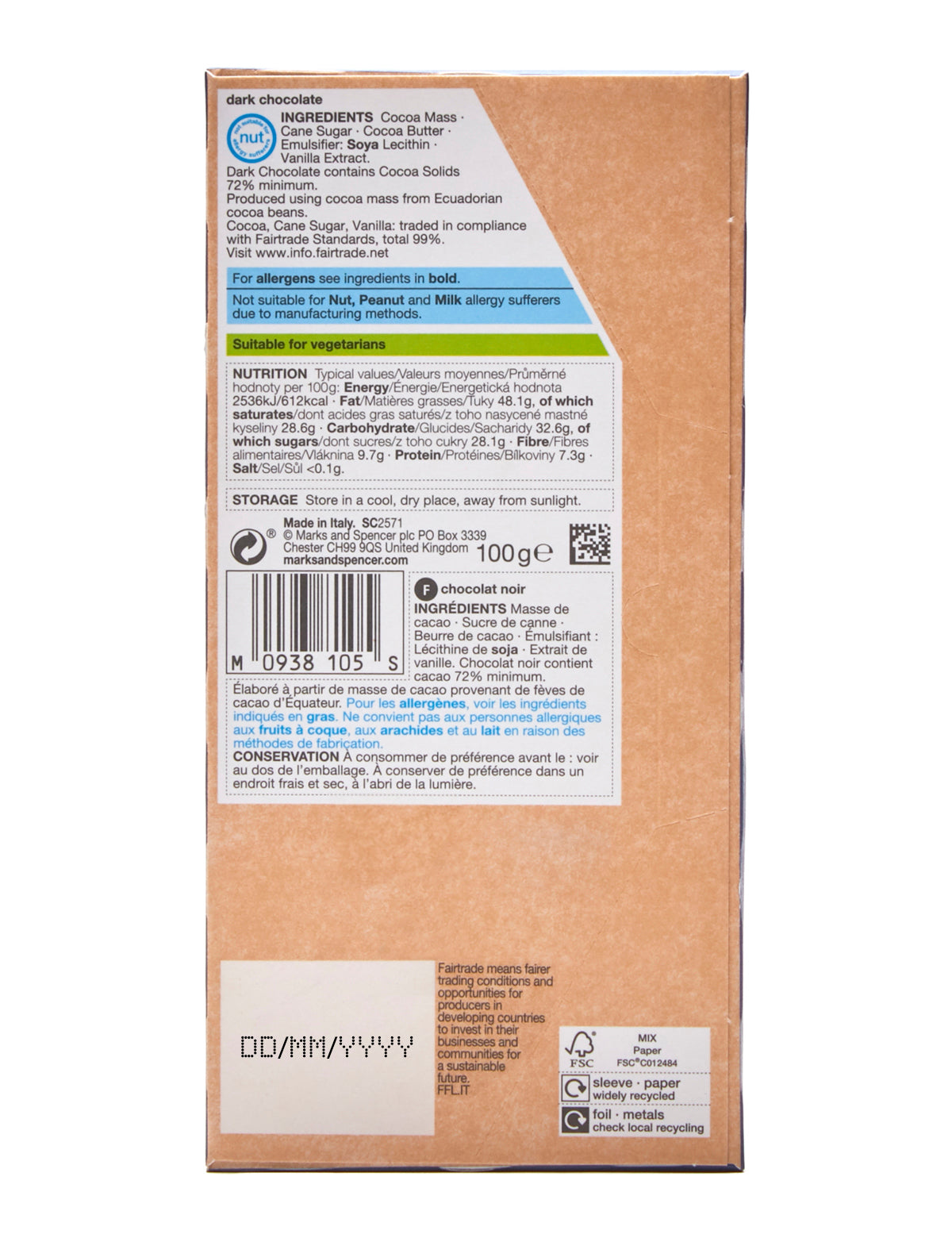 Dark Chocolate 72% Single Origin Ecuador