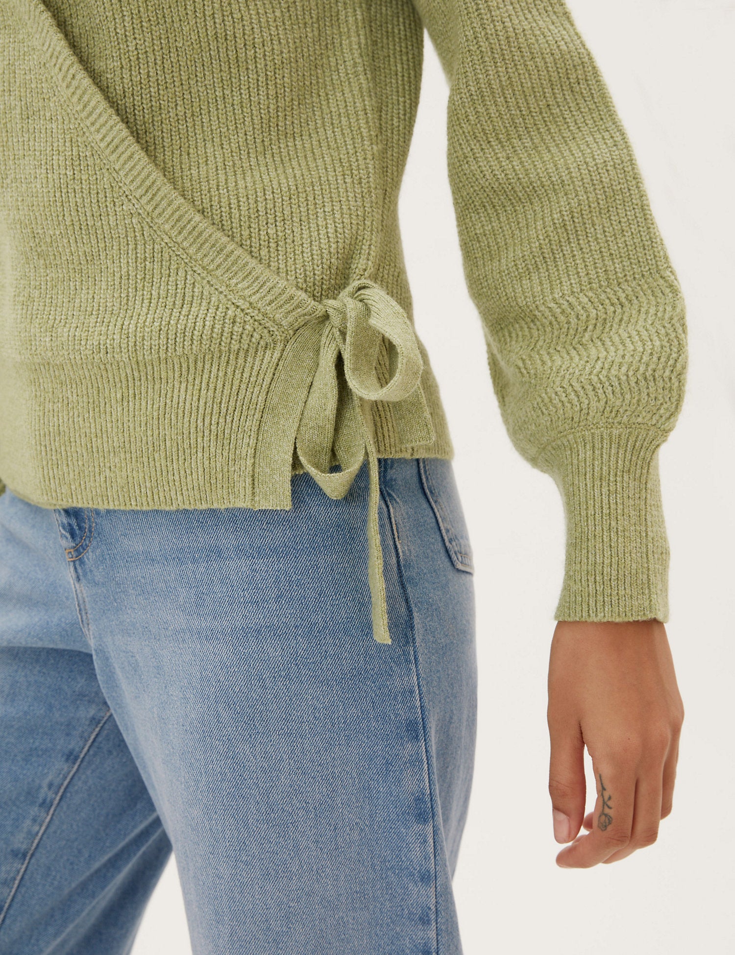 Cotton V-Neck Wrap Jumper