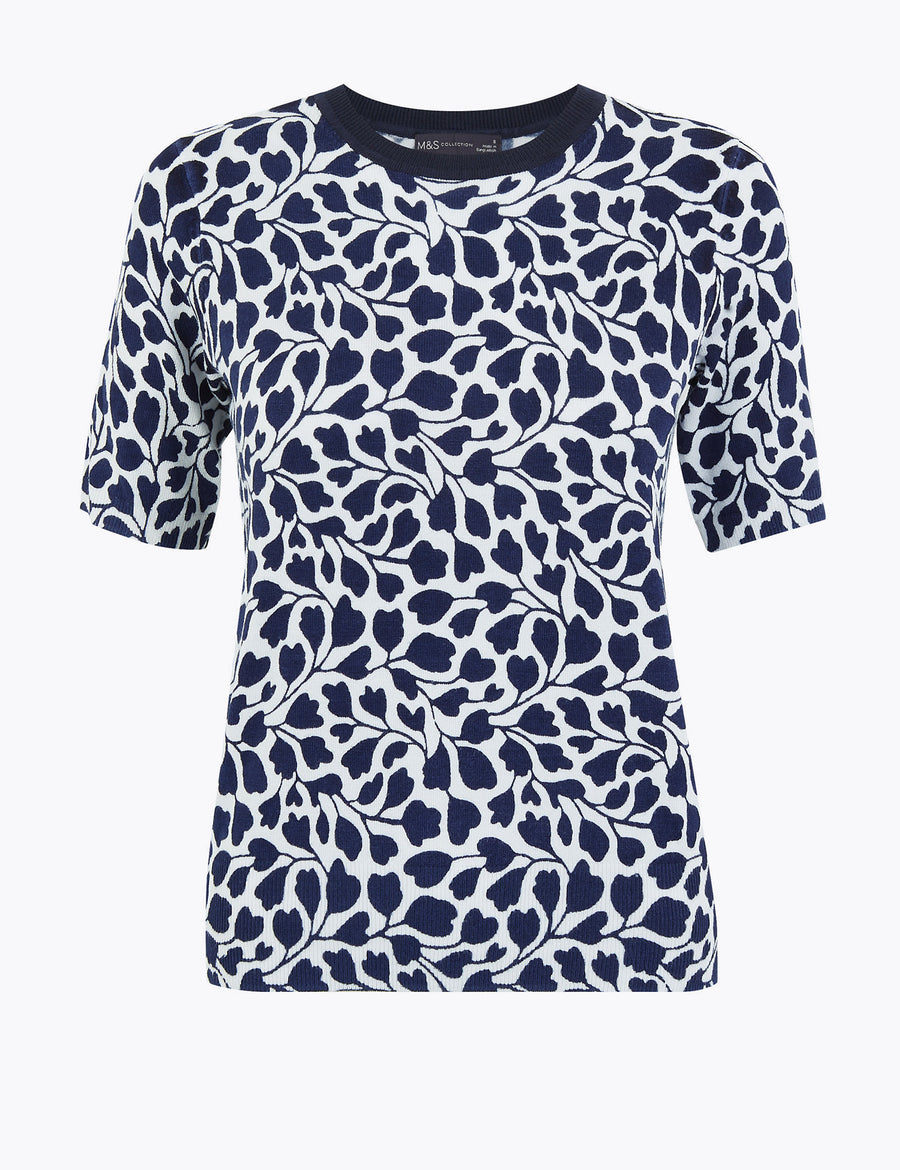 Crew Neck Fitted Short Sleeve Top