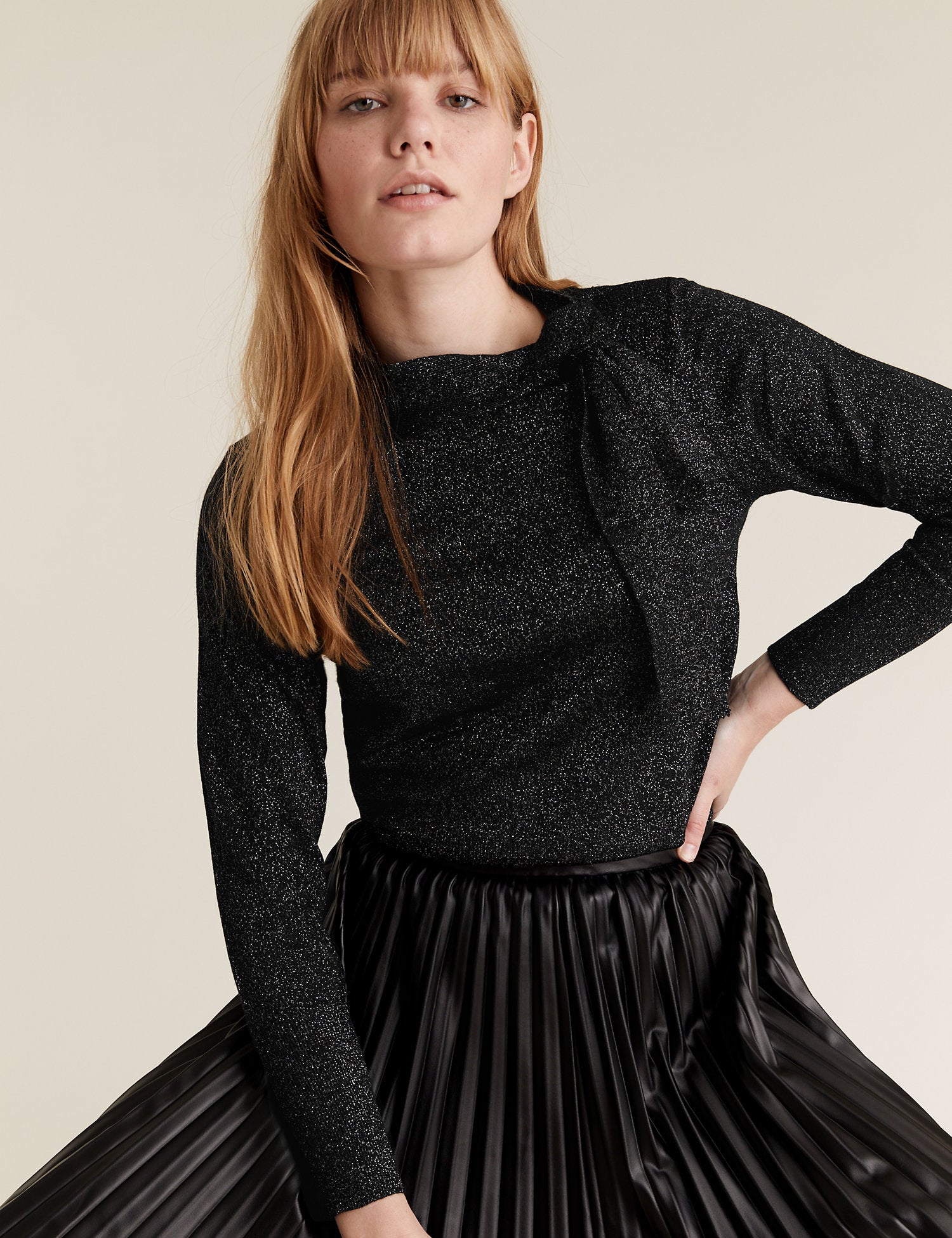 Sparkly Tie Neck Jumper
