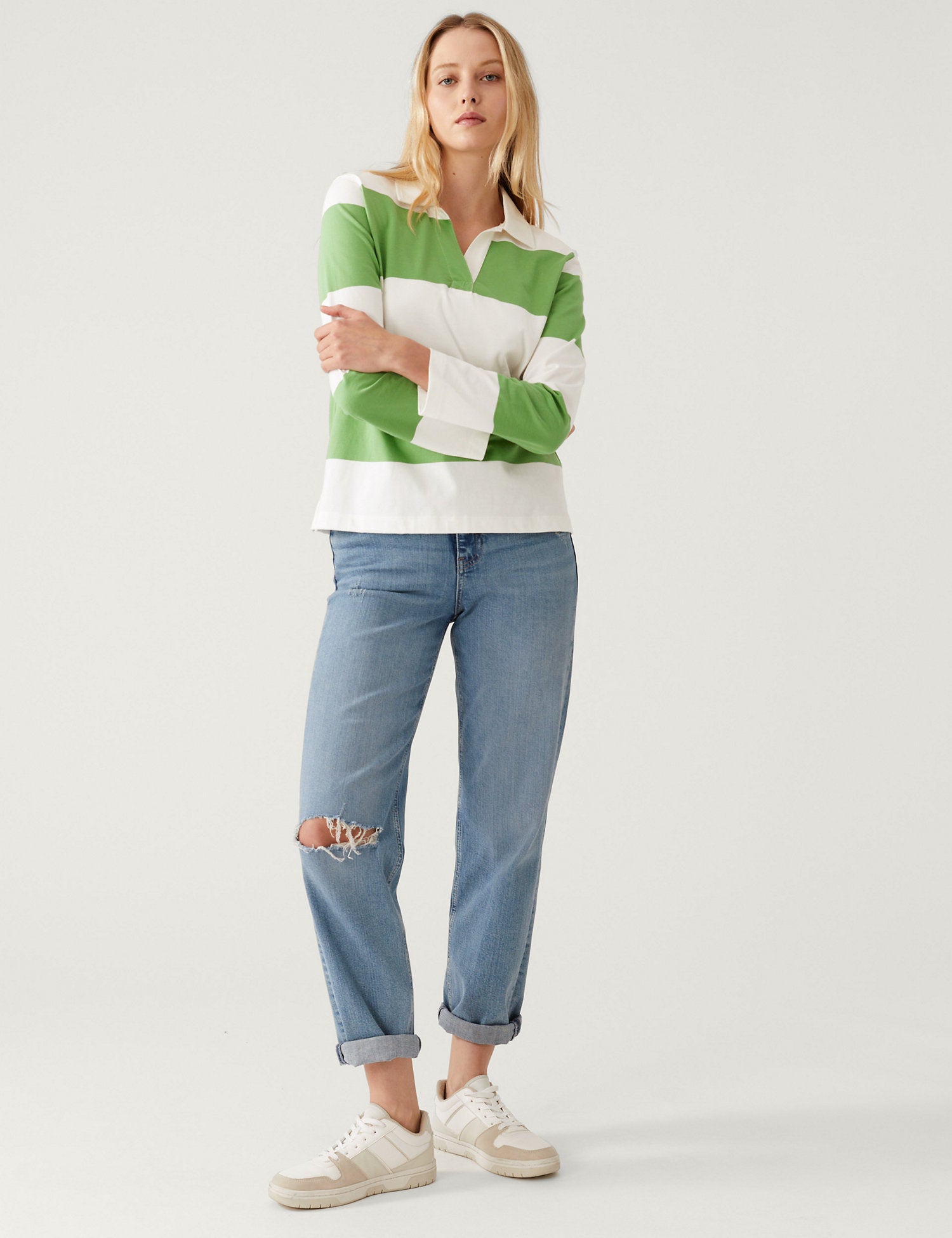 Pure Cotton Striped Rugby Top