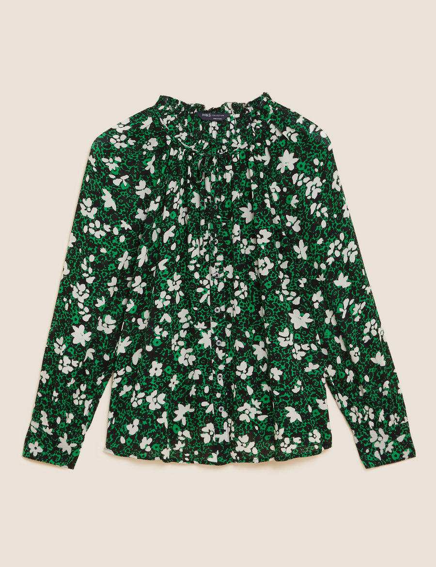 Modal Blend Floral Long Sleeve Blouse