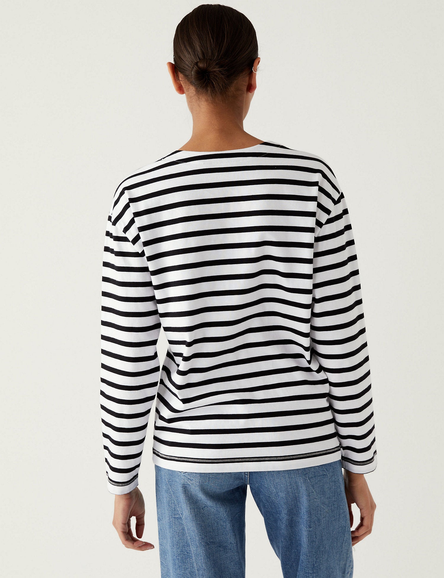 Pure Cotton Striped Crew Neck Top