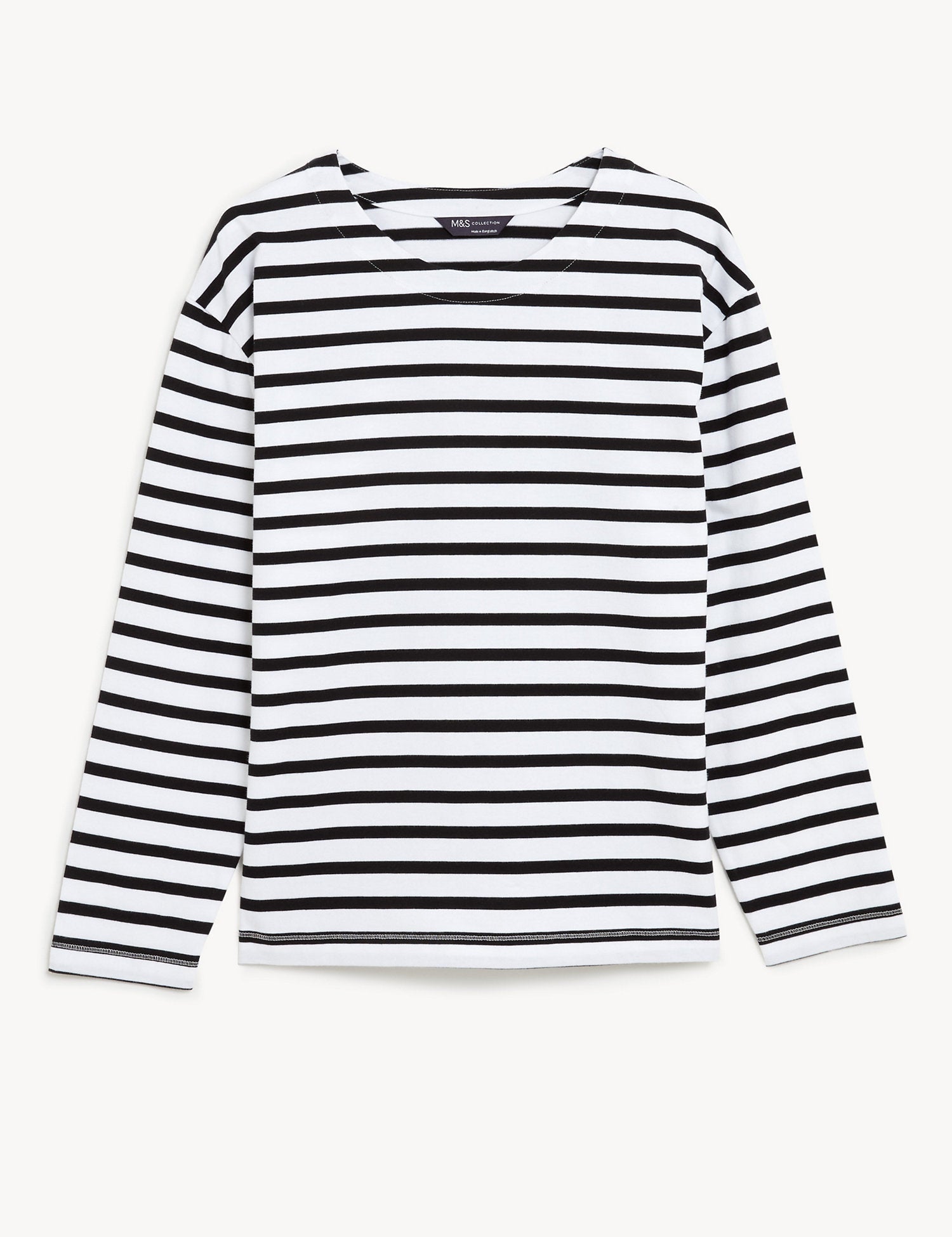 Pure Cotton Striped Crew Neck Top