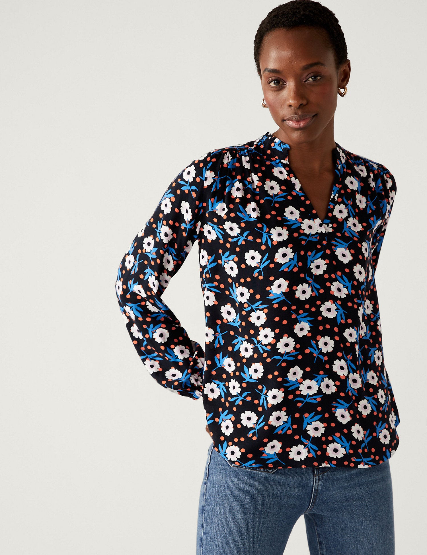 Printed Regular Fit Long Sleeve Blouse