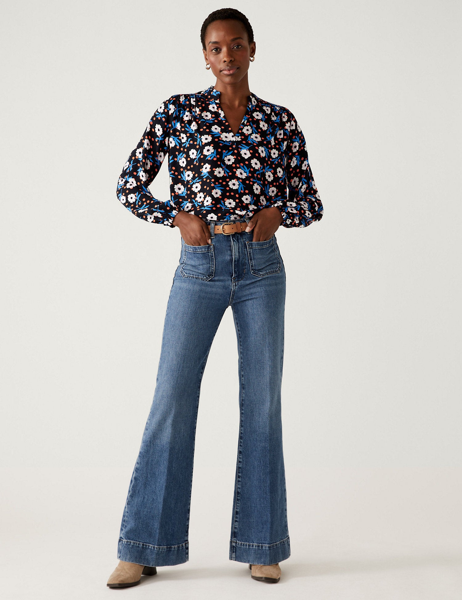 Printed Regular Fit Long Sleeve Blouse