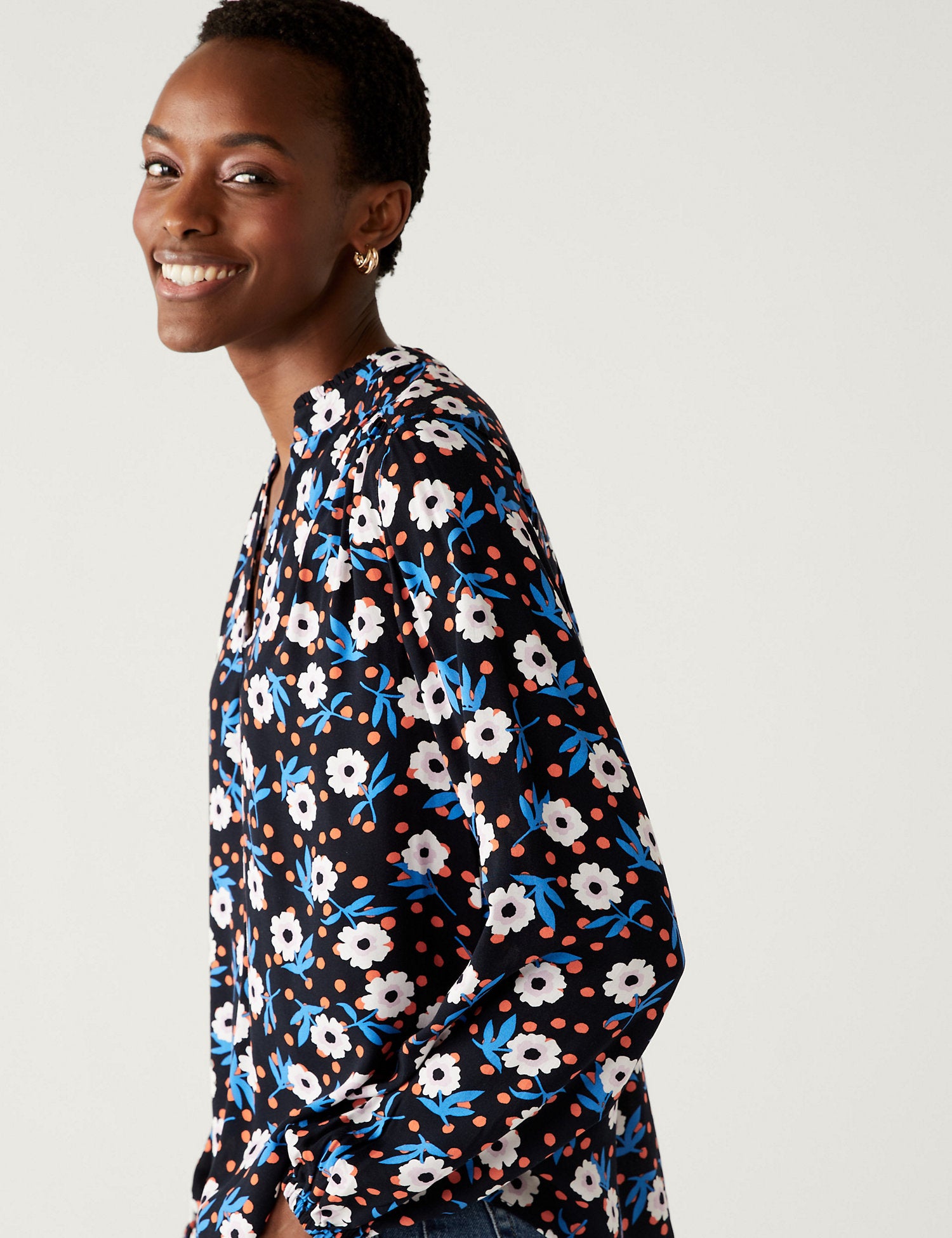 Printed Regular Fit Long Sleeve Blouse