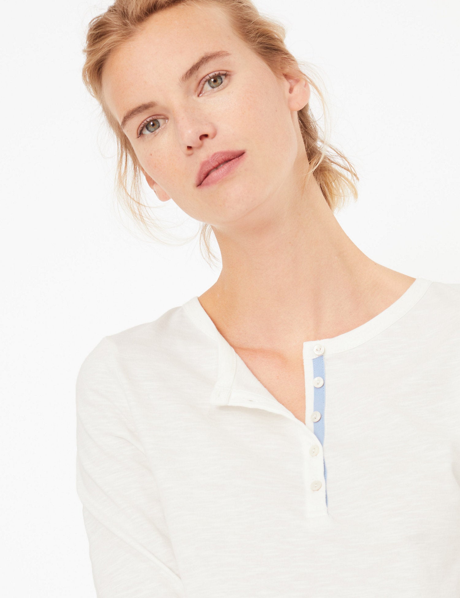 Pure Cotton Straight Fit Henley Top