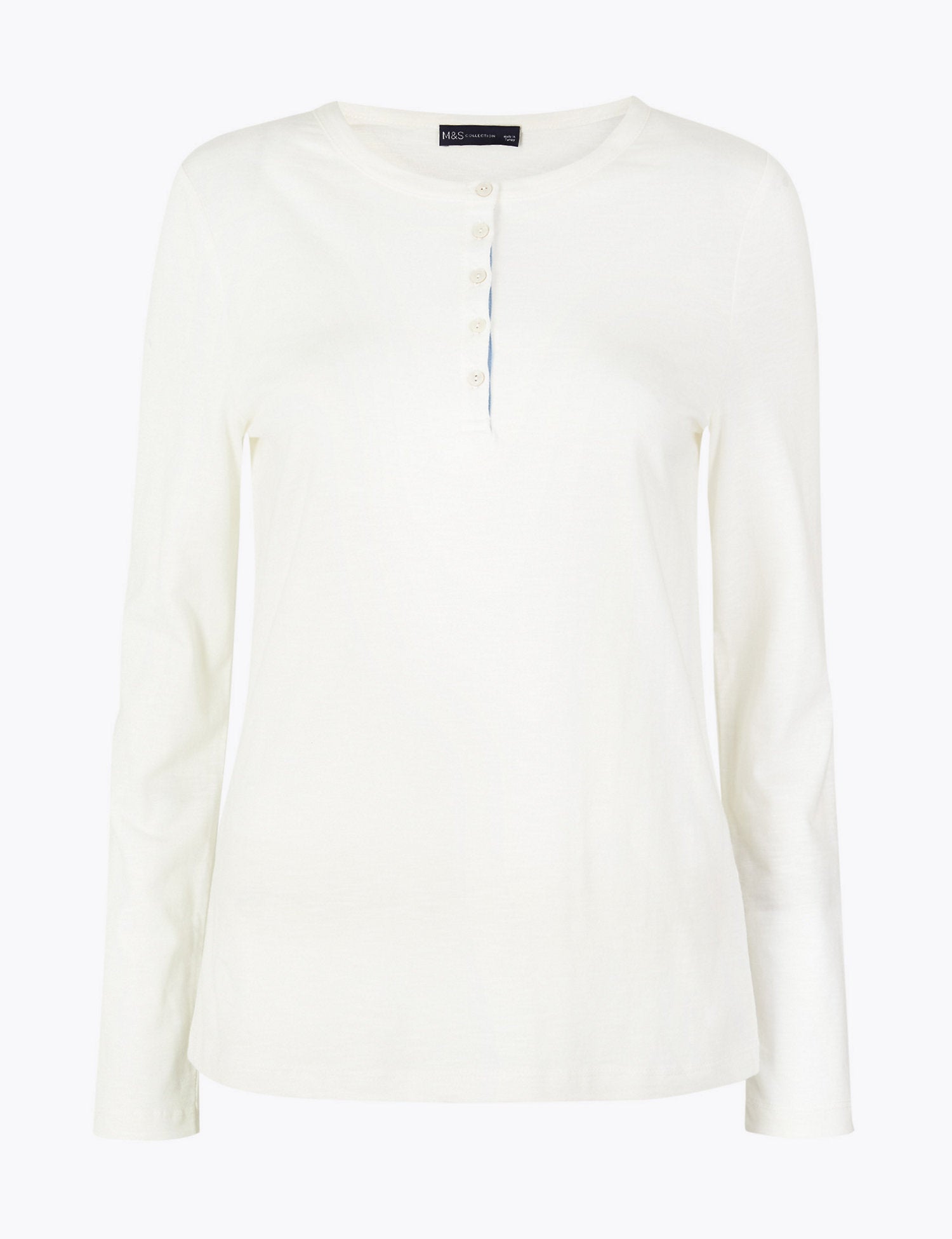 Pure Cotton Straight Fit Henley Top