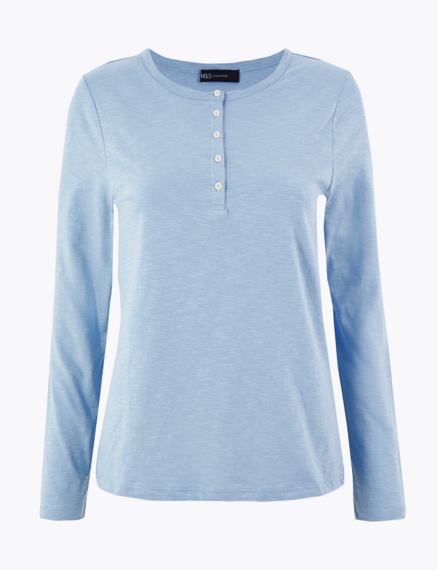 Pure Cotton Straight Fit Henley Top